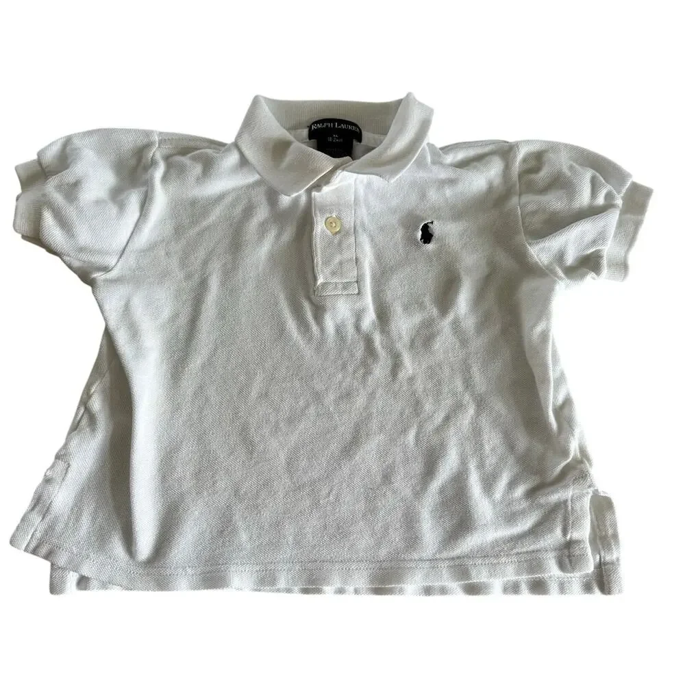 Ralph Lauren White Polo Shirt - Boys 18-24 Months - Stains